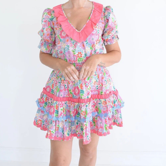 Alden Adair Happy Daze  Purple Pink Floral Kelsey Mini Flowy Dress S NWT - Picture 2 of 11